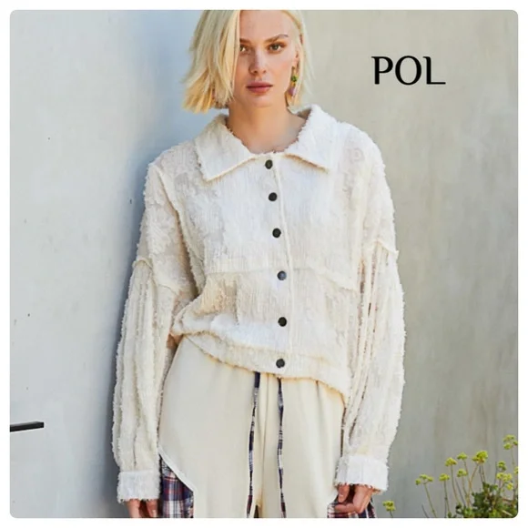 $45 start 156 ⬇️Pretty POL Textured lace jacket top - Picture 1 of 4